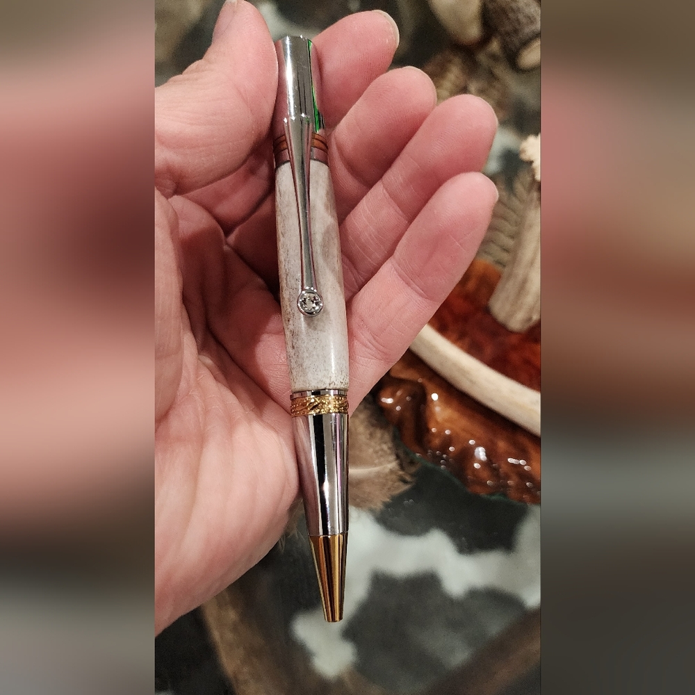 Luxury White Marble Ballpoint Pen with Gold and Silver Accents